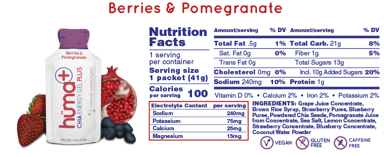 Huma Chia Energy Gel: Chia Plus (Berries & Pomegranate)