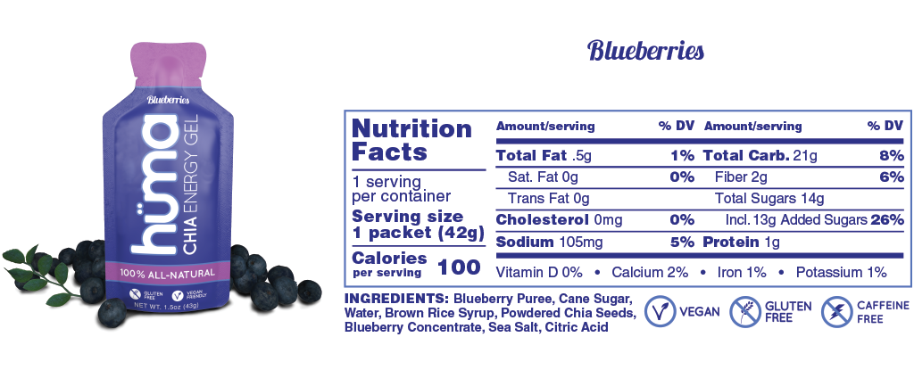Huma Chia Energy Gel: Original (Blueberries)