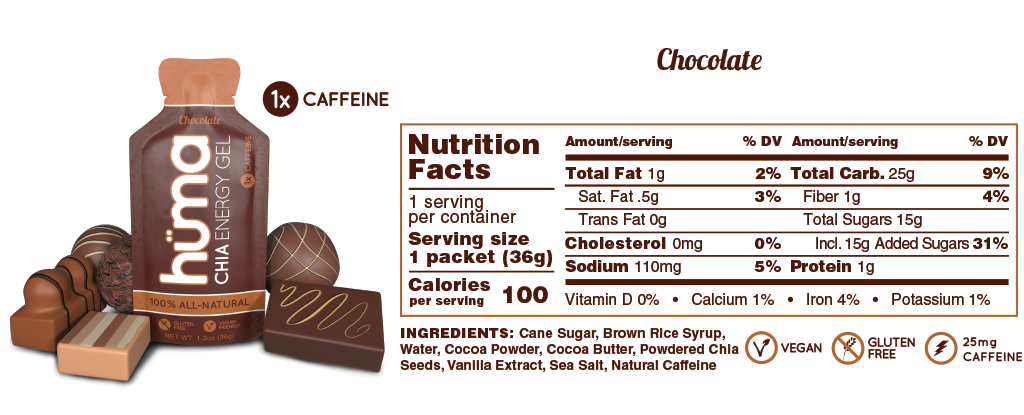 Huma Chia Energy Gel: Original (Chocolate)