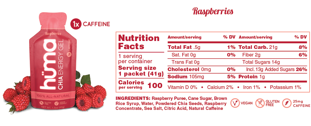 Huma Chia Energy Gel: Original (Raspberries)
