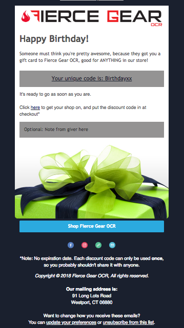 Fierce Gear OCR Gift Card